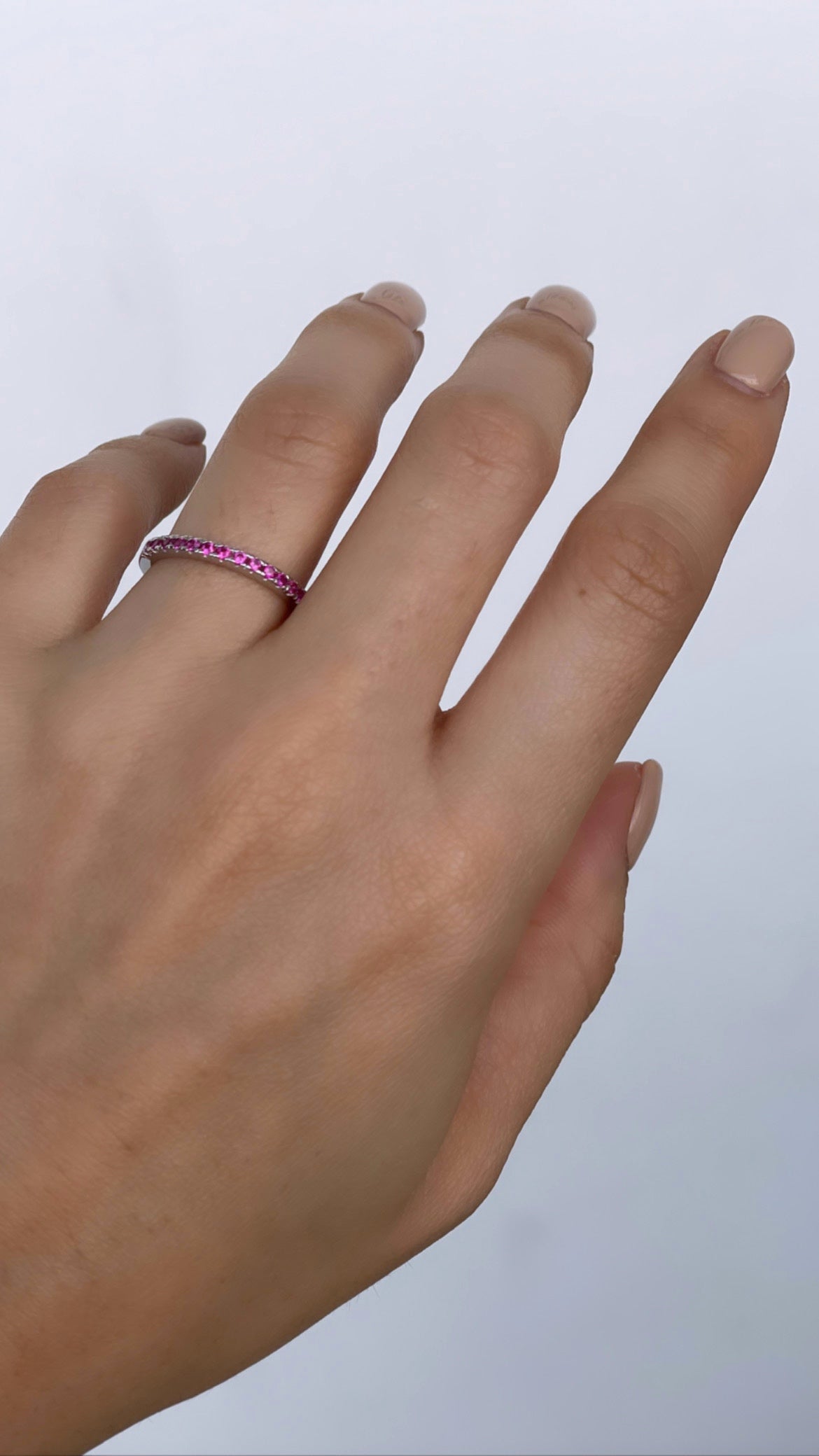 Fuchsia Half Eternity Pave Ring