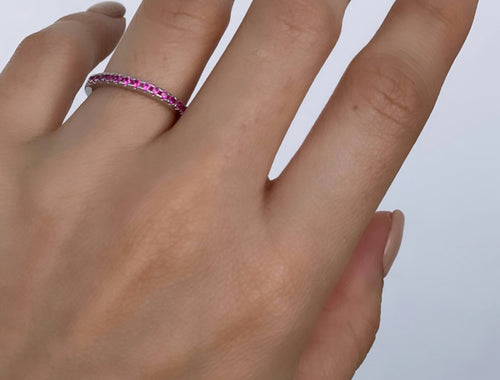 Fuchsia Half Eternity Pave Ring