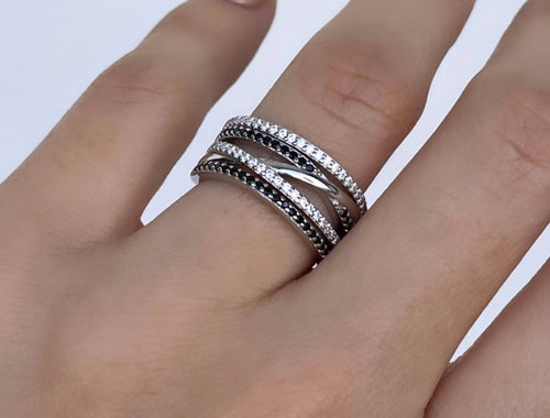 Silver And Black Layer Ring