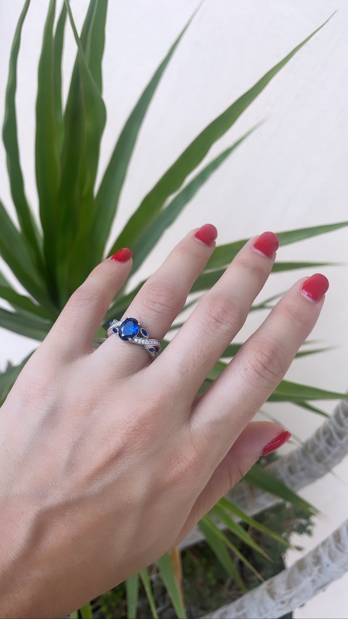 Oval Cut Royal Blue Twist Ring