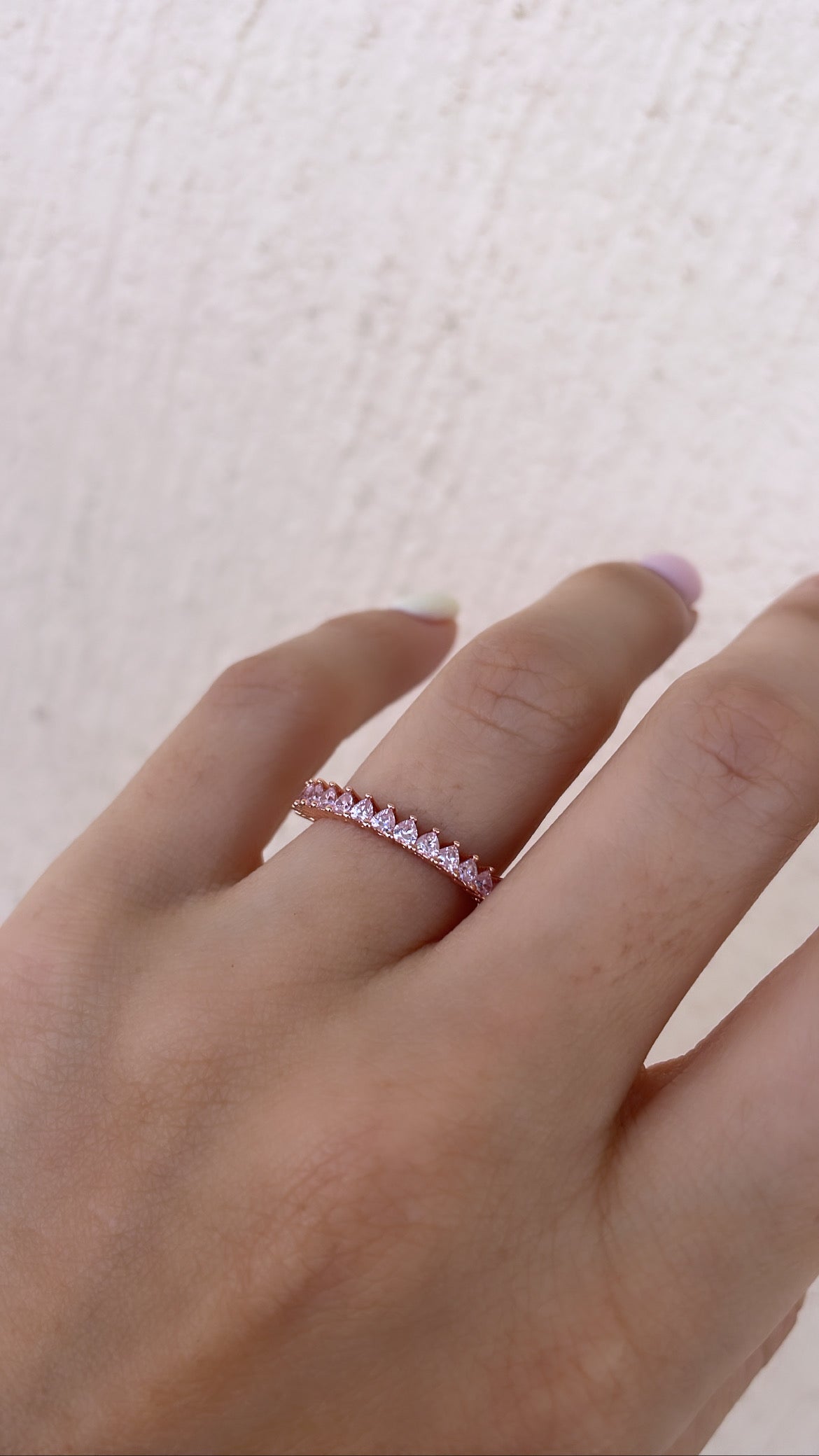 Rose Gold Pink Heart Stone Band