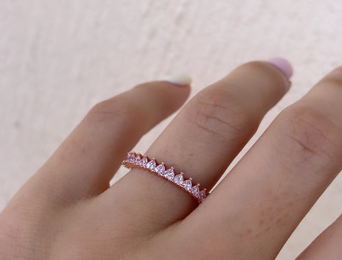 Rose Gold Pink Heart Stone Band