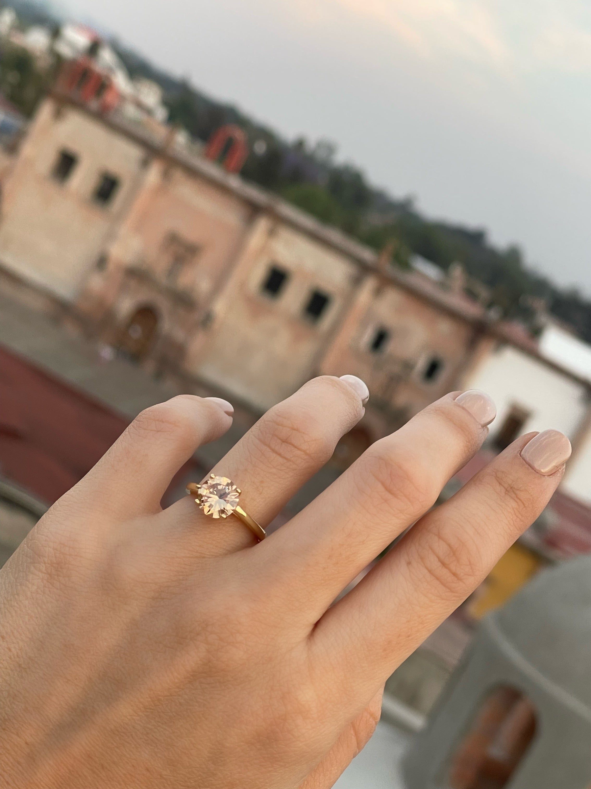 Gold Ring With Champagne Stone Ring