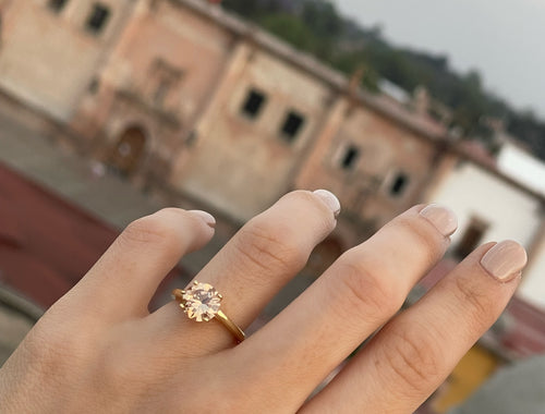 Gold Ring With Champagne Stone Ring