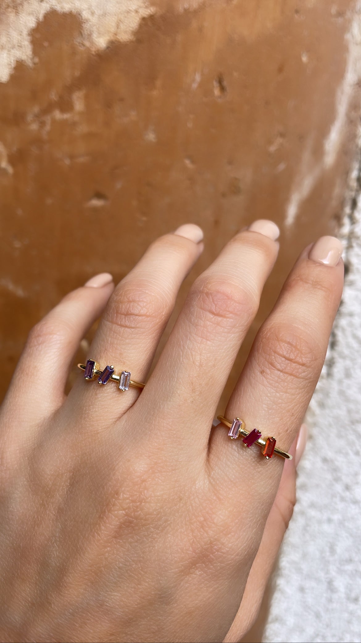 Gold Band With Three Purple Zirconia