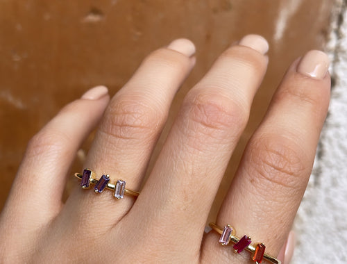 Gold Band With Three Purple Zirconia