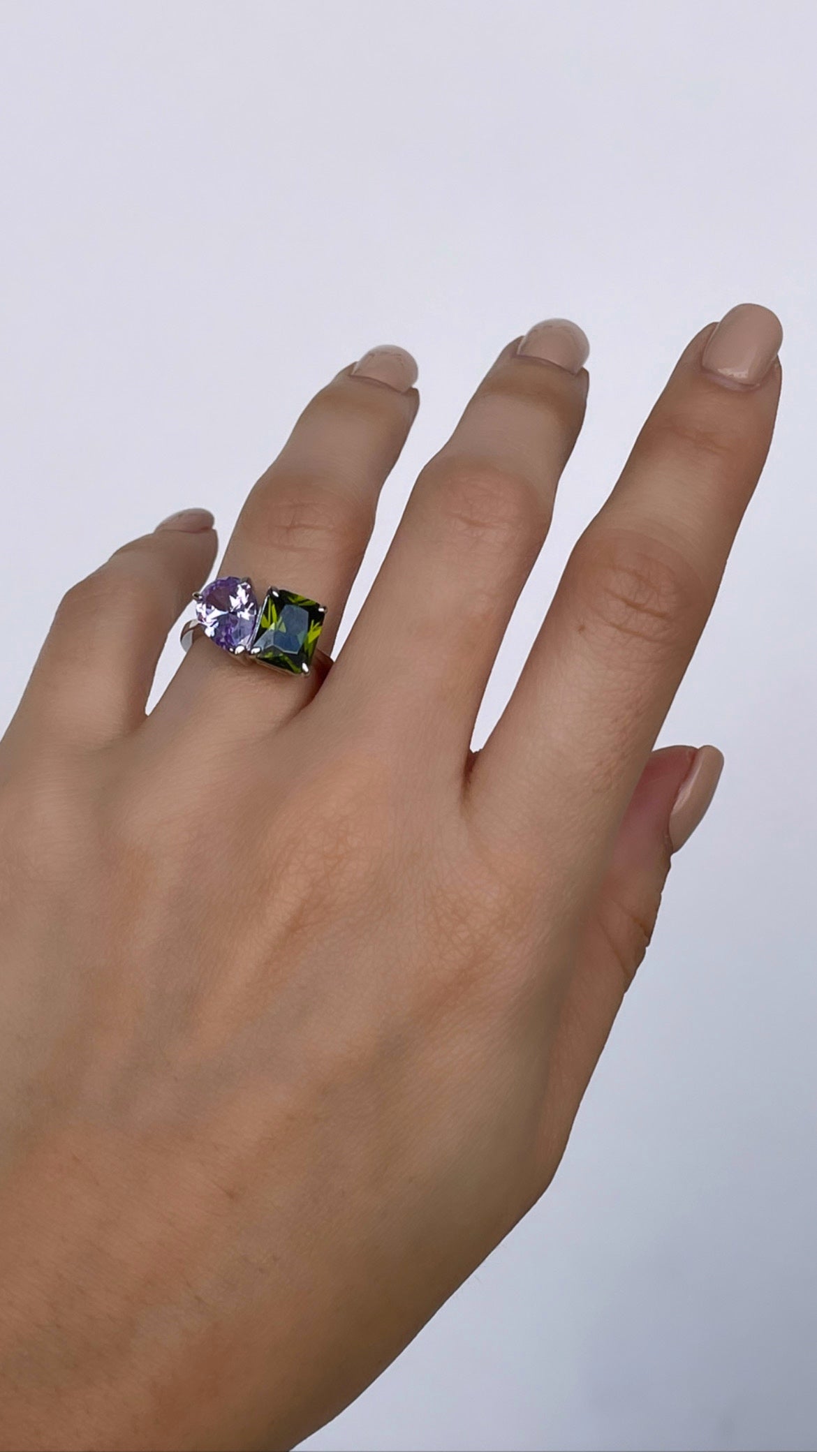 Doble Stone Purple Green Ring