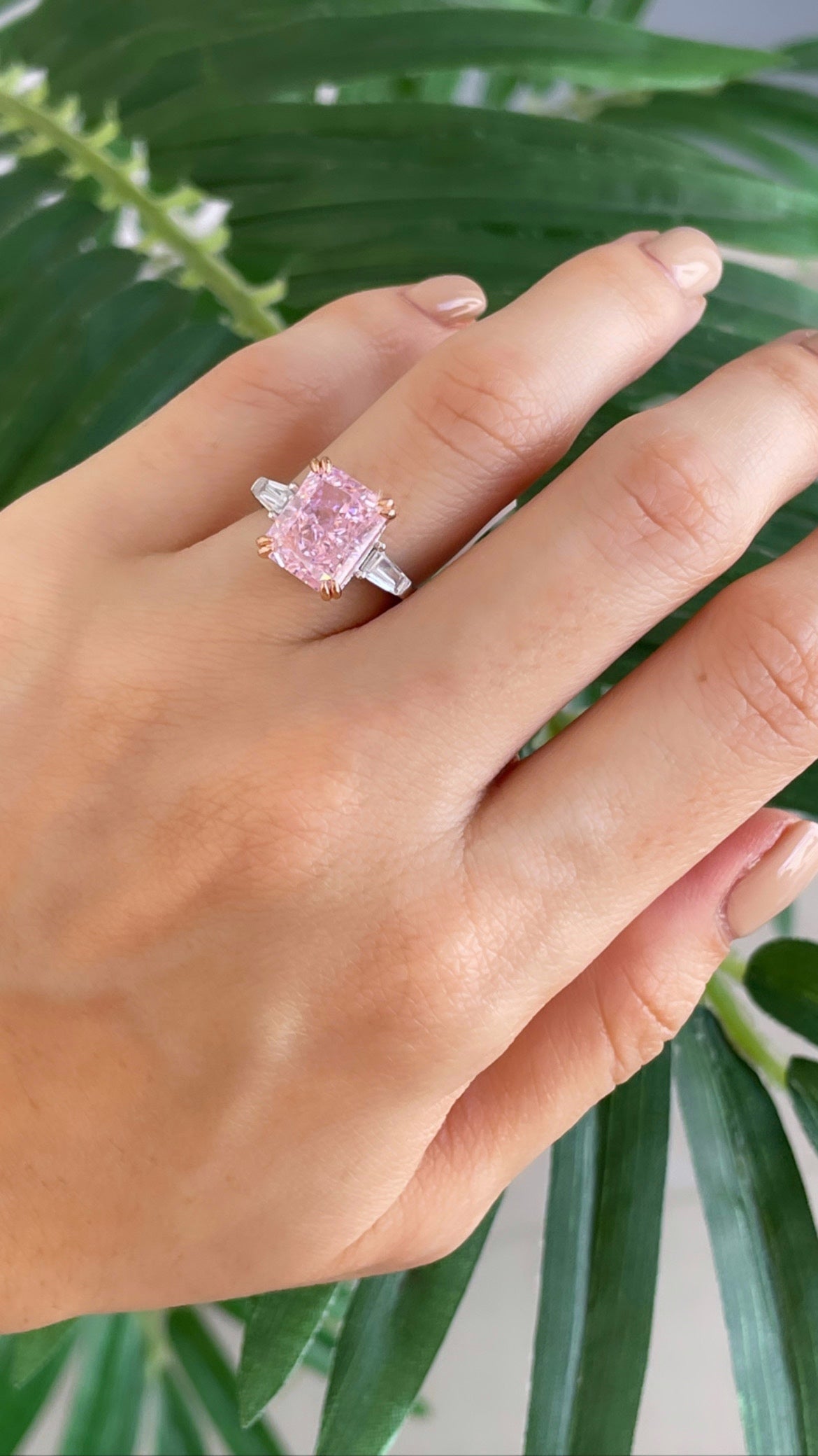 Pink Radiant Cut Ring