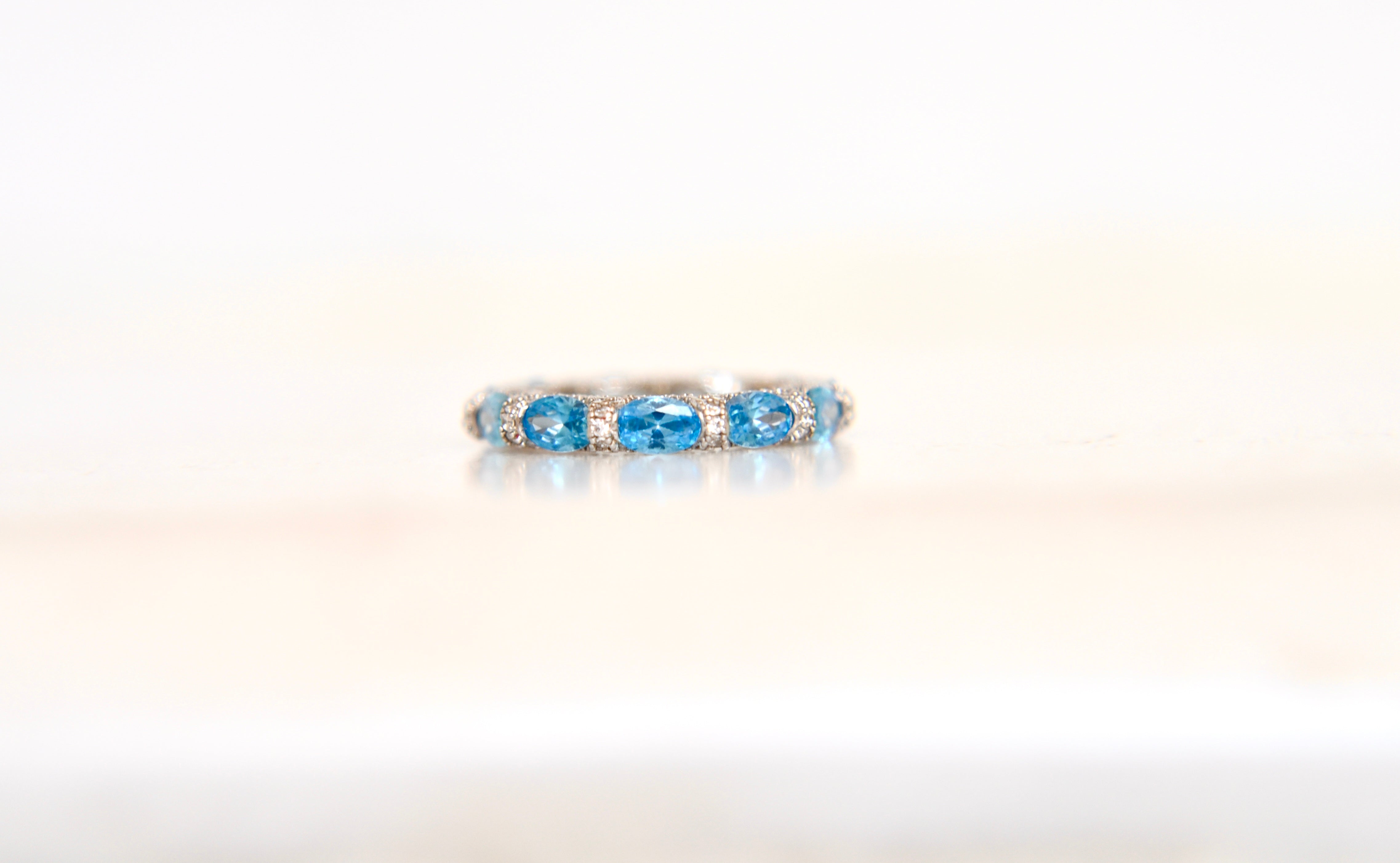 Blue Oval Pave Ring