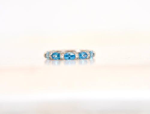 Blue Oval Pave Ring