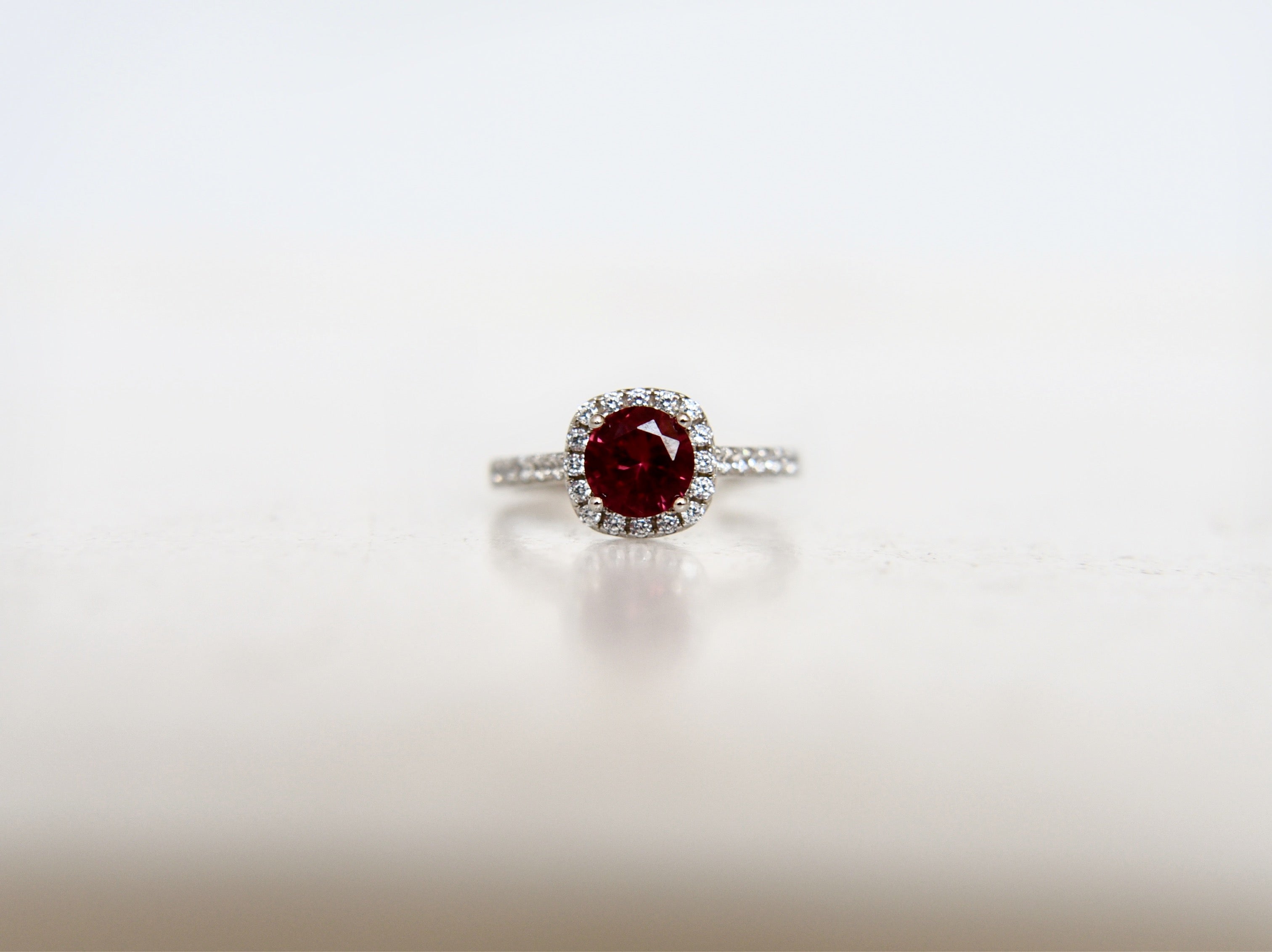 Ruby Halo Pave Ring