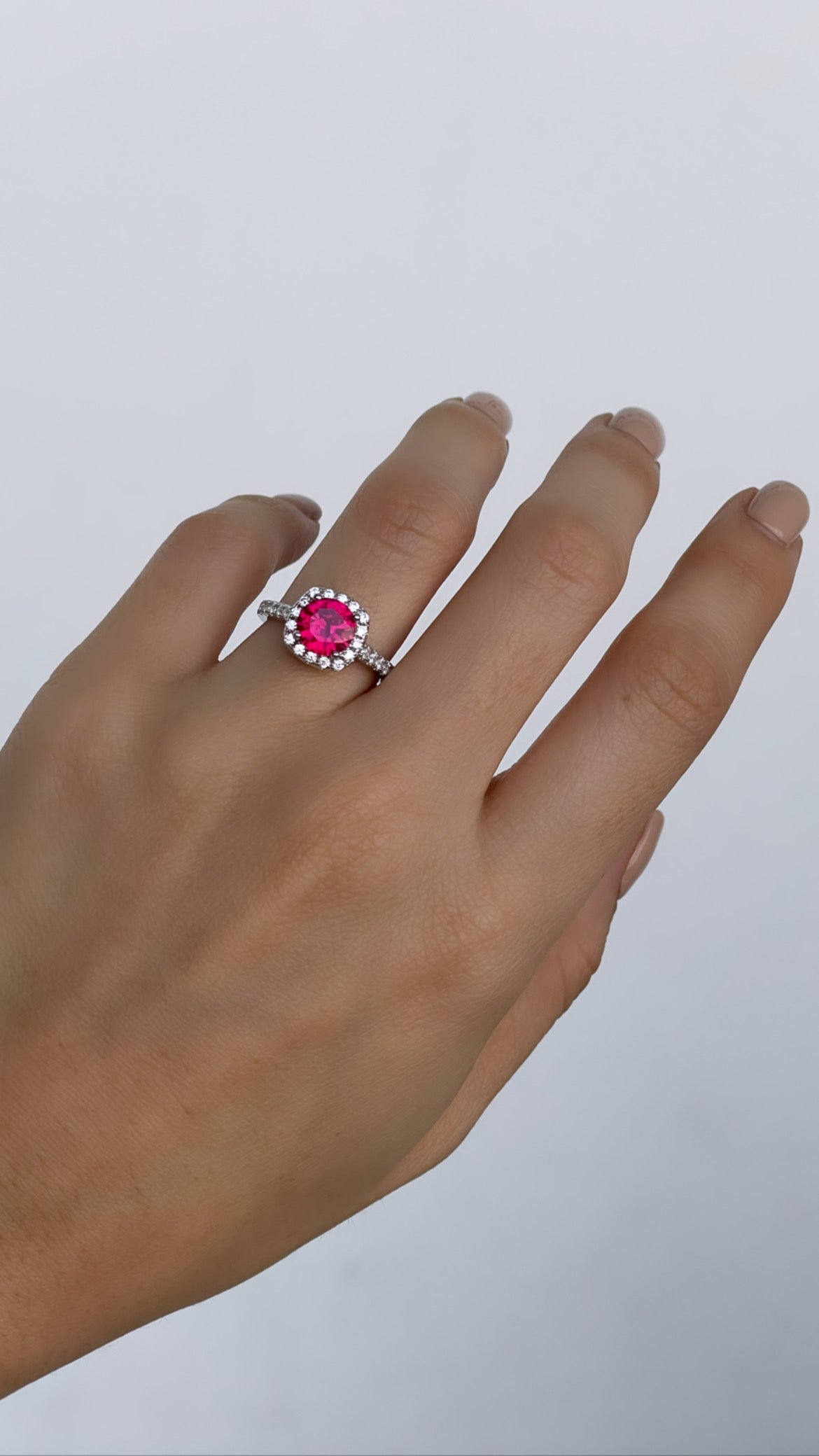 Ruby Halo Pave Ring