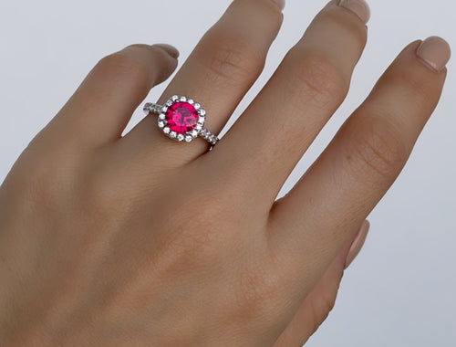 Ruby Halo Pave Ring