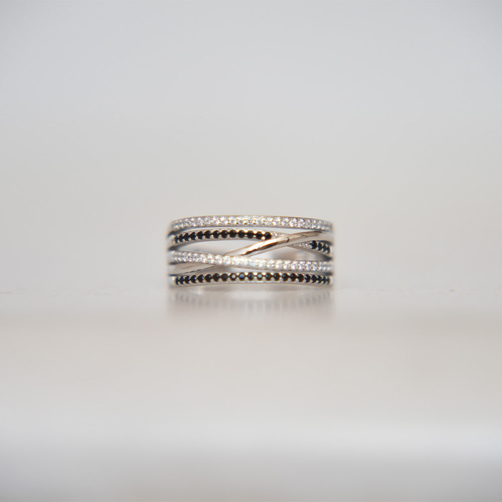 Silver And Black Layer Ring