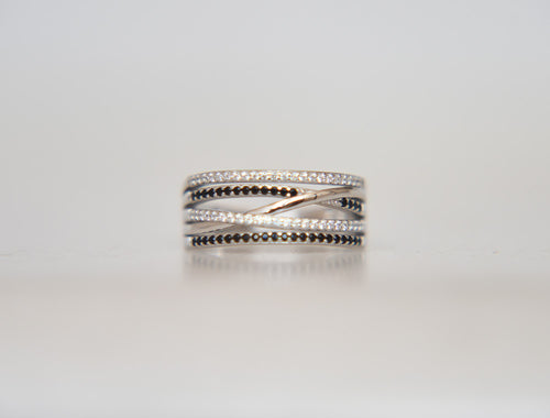 Silver And Black Layer Ring