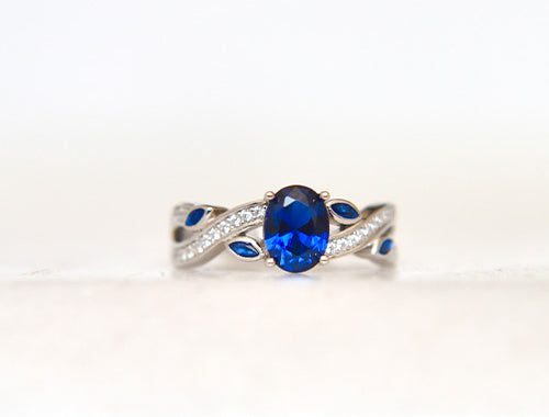 Oval Cut Royal Blue Twist Ring