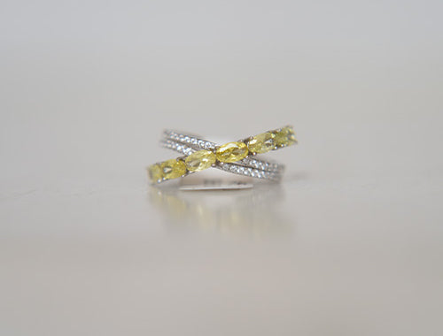 Cross Ring Yellow Oval Sapphire Zirconia