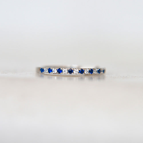 White And Blue Stone Half  Eternity Band