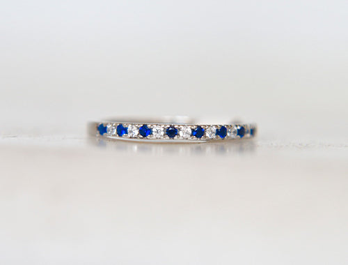 White And Blue Stone Half  Eternity Band