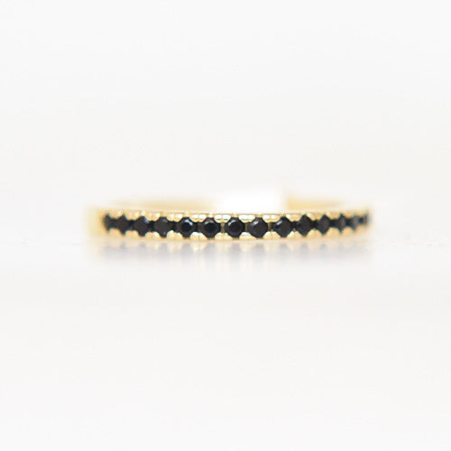 Gold Band With Black Pave Stones