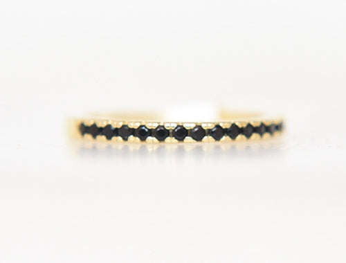 Gold Band With Black Pave Stones