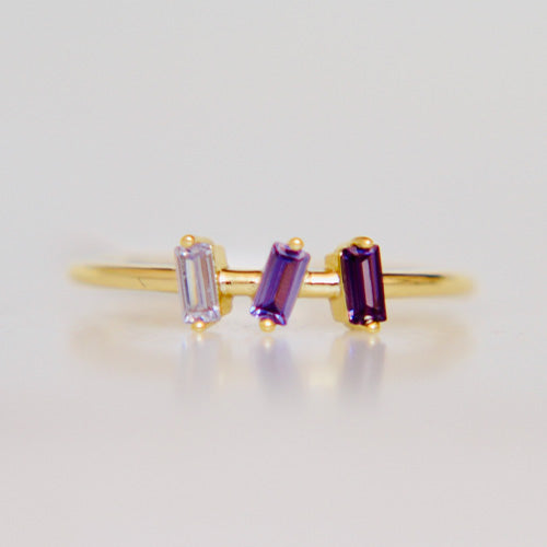 Gold Band With Three Purple Zirconia