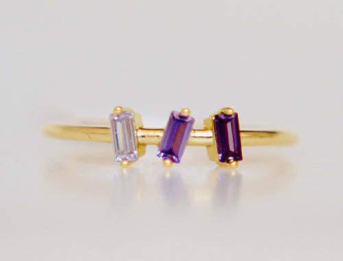 Gold Band With Three Purple Zirconia